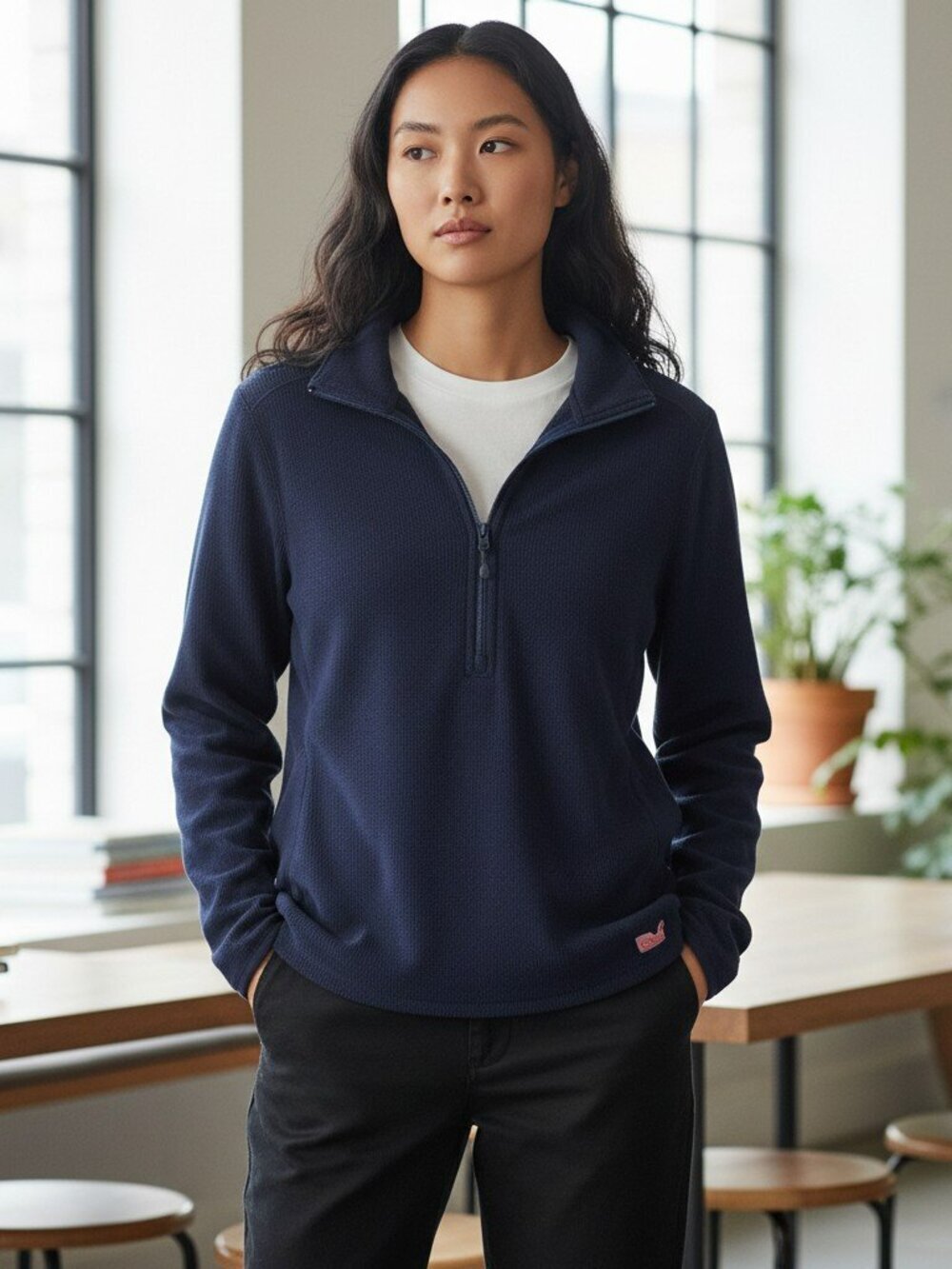 Vineyard Vine Womens Small Blue 1/2 Zip Pullover Fleece Sweatshirt Top Size S